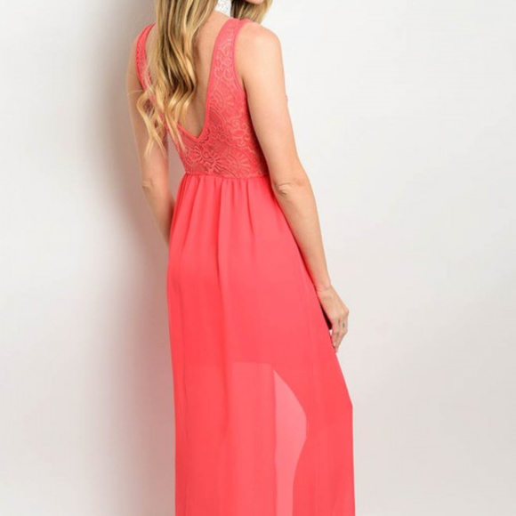 CORAL MAXI DRESS - Picture 2 of 6